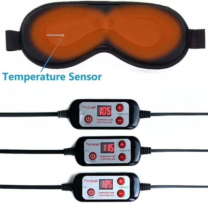 Heated Eye Mask, USB Eye Mask for Dry Eyes with Temperatur 105°F 115°F 125°F, far Infrared Therapy