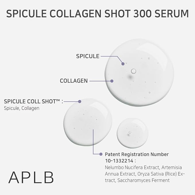 APLB Spicule Collagen Shot 300 Serum | SPICULE COLL SHOT™ 300 1.35 FL.OZ/Korean Skincare, Gentle Exfoliation, Elasticity Care, Long lasting hydration, Revitalize for gentle and improve skin texture