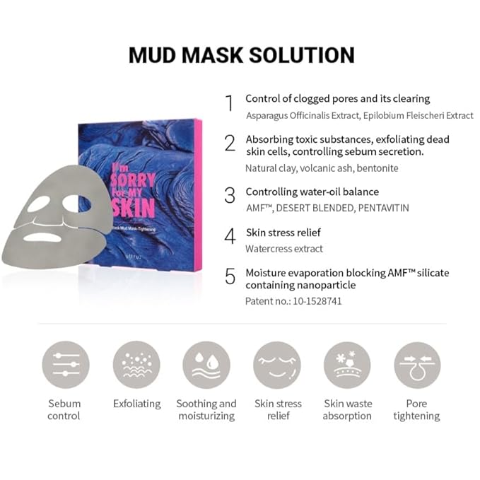 I'M SORRY FOR MY SKIN - Black Mud Mask - Tightening 10Pcs