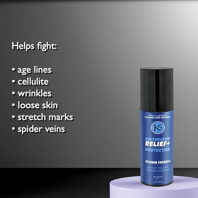 K5 Restorative Relief+ Protection – Age-Defying, Moisturizing Cream – Made in USA – Vitamins, Collagen and Niacinamide, 8oz