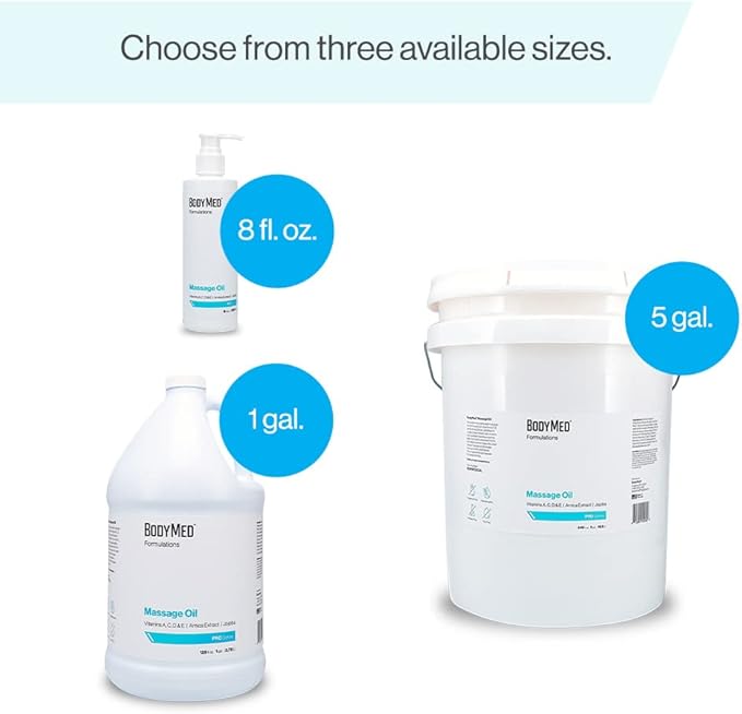 BodyMed Formulations Massage Oil, 1 gal. – Fragrance-Free, All-Natural Lotion for Massage Therapy – Leaping Bunny Certified – with Arnica Extract & Jojoba – Non-Staining, & Paraben Free