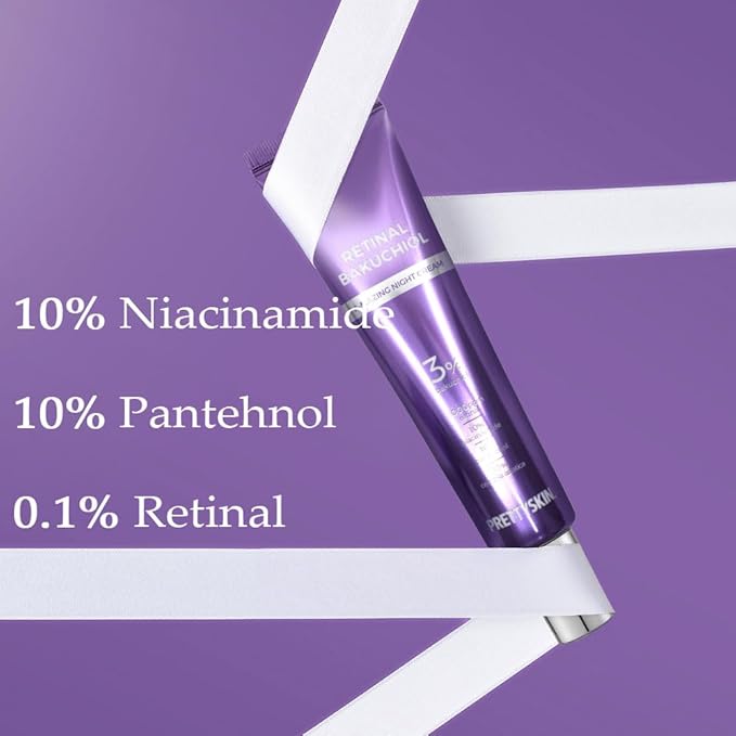 Retinal Bakuchiol At-home Night Cream Moisturizer for Face | Reduce Wrinkles & Fine lines, Elasticity, Tone-up, Anti-aging, Centella Asiatica Extract 30%, Retinal 1,000 ppm (30g)