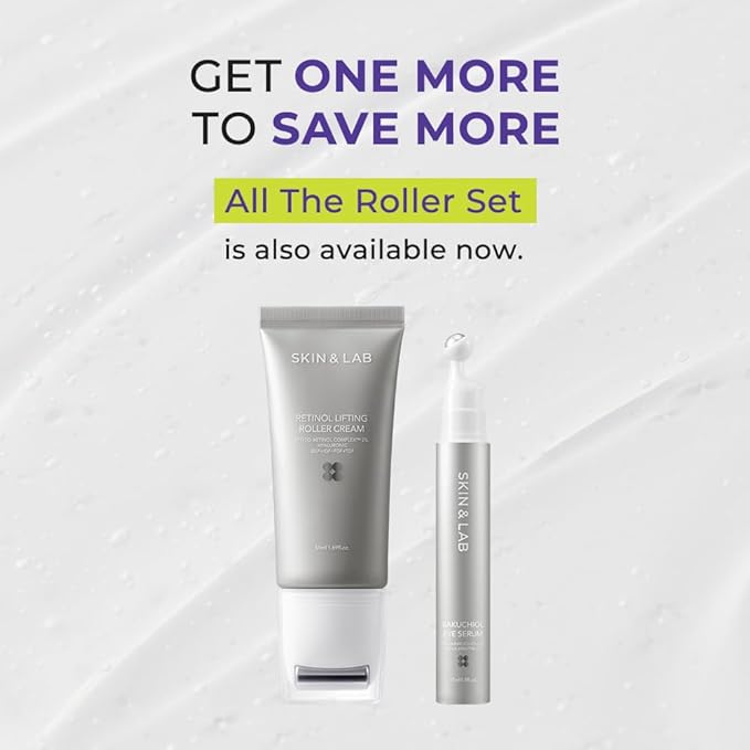 [SKIN&LAB] Anti-aging Rollers Duo Set, includes Bakuchiol Eye and Retinol Lifting Roller, Korean Vegan Skincare Gift Set, Gift for women, Christmas skincare gift set