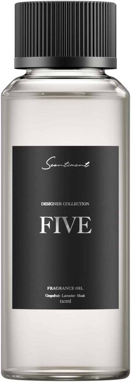 Five Designer Collection Diffuser Oils | Aromatherapy Home Fragrance | Luxurious Scent with Notes of Grapefruit, Lavender, Musk (120 mL)