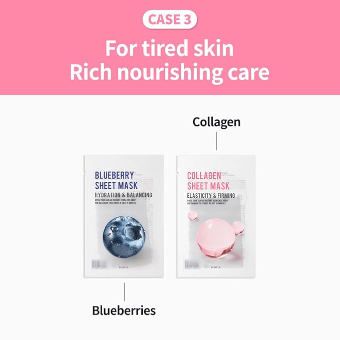 EUNYUL Purity Korean Collagen Face Mask for Skincare 8 Types x 5 Sets Hydrating and Nourishing