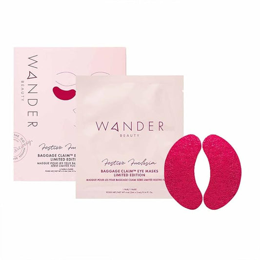 Wander Beauty Gold Under Eye Patches BAGGAGE CLAIM | Under Eye Mask for Beauty and Self Care, Brightens Dark Circles, Hyaluronic Acid Eye Mask - Puffy Under Eye Bags, (6 pairs Fuschia)