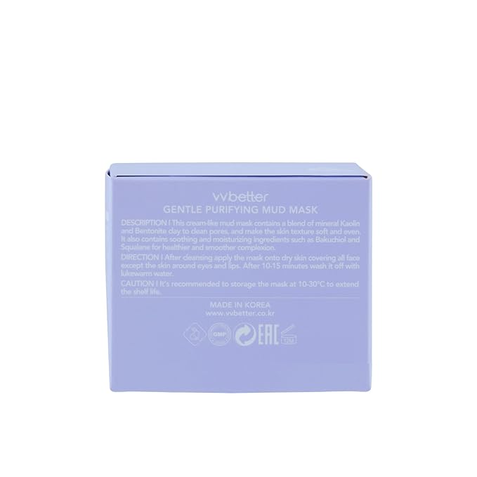 Gentle Purifying Mud Mask - Bentonite and Kaolin Clay Mask for Blackheads and Pores - Mineral Detox Korean Skincare for Glowing and Balanced Skin - For All Skin Types - 2.02 Ounces