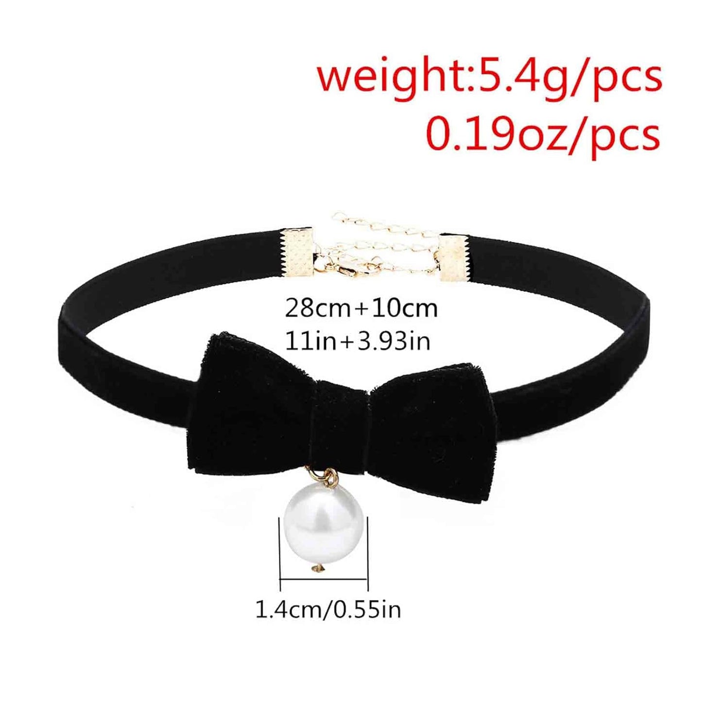 Vintage Satin Choker Necklace Pearl Pendant Necklace Black Bow Necklace Punk Leather Collar Necklace Chain Jewelry for Women and Girls