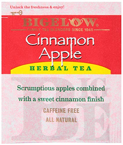 Bigelow Cinnamon Apple Herbal Tea Bags 28-Count Box (Pack of 1) Cinnamon Apple Hibiscus Flavored Herbal Tea Bags All Natural Non-GMO