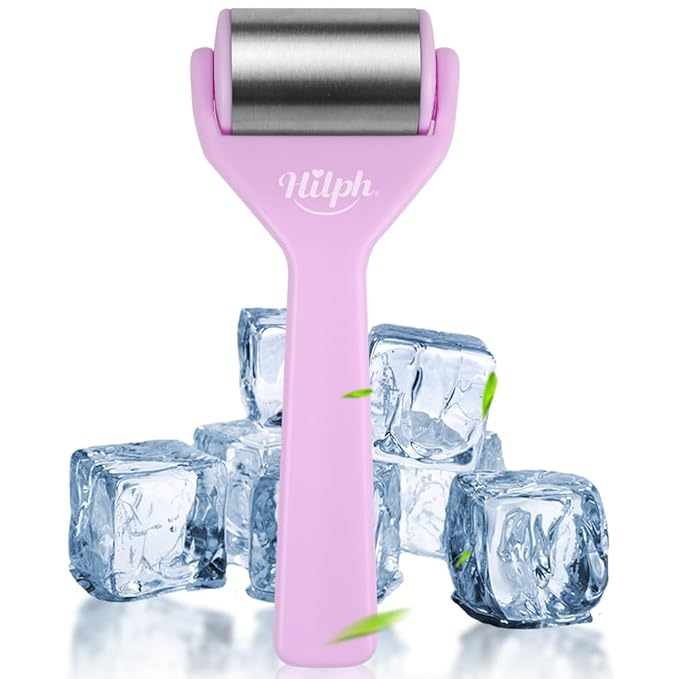 Hilph Ice Roller for Face Metal, Stainless Steel Ice Face Roller for Skin Care, Cold Facial Massager Roller for Puffiness, Eye Bags, Wrinkles, Fine Lines Anti-Aging (Purple)