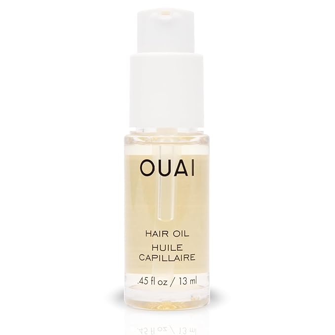 OUAI Hair Oil Travel Size - Hair Heat Protectant Oil for Frizz Control - Adds Shine and Smooths Split Ends - Color Safe Formula - Paraben, Phthalate and Sulfate Free (0.45 oz)
