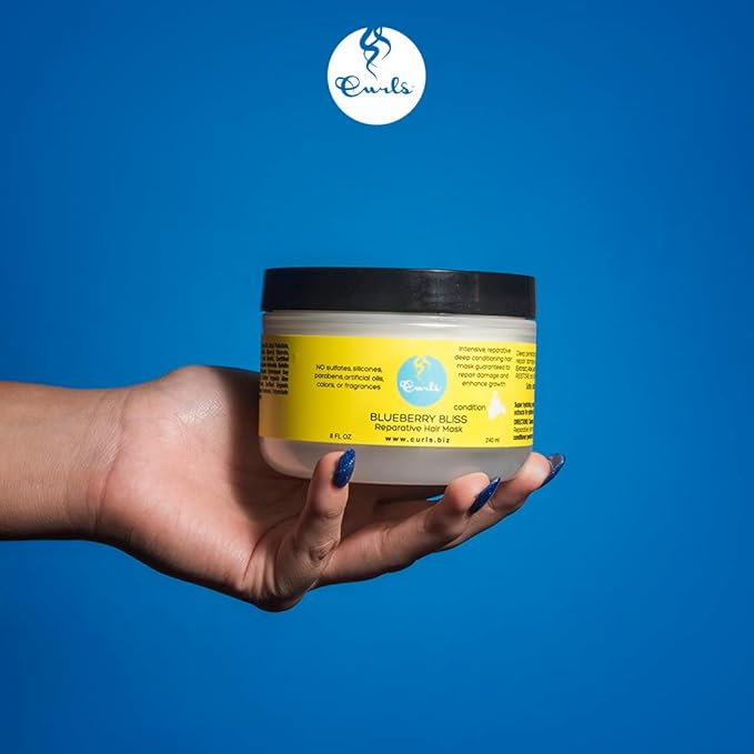 Curls Blueberry Bliss Reparative Hair Mask - 8 fl oz, Deep Conditioning, Repair, Protect, Restore, Detangle and Moisturize, For All Types