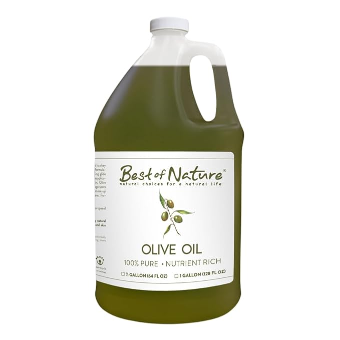 Best of Nature 100% Pure Olive Massage & Body Oil – Cold Pressed, Natural & Unscented Moisturizer for Skin, Hair & Bath, 1 Gallon (128 fl oz)