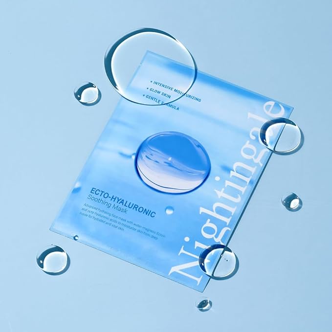 Nightingale Ecto-hyaluronic Soothing Mask, Hyaluronic Acid, Betula Alba Juice, Ectoin, Korean Hydrating Facial Mask, Alcohol Free, Korean Skin Care