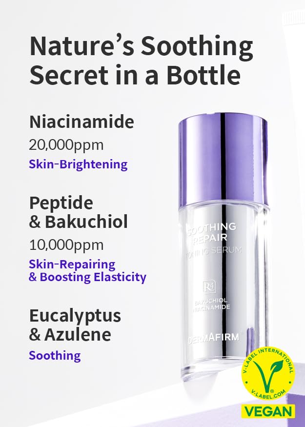 [Refill] DERMAFIRM Soothing Repair Toning Serum R4 - Niacinamide & Peptide Face Serum for All Skin Types - Calming, Moisturizing & Correcting - Paraben-Free, Cruelty-Free, 1.01 fl oz