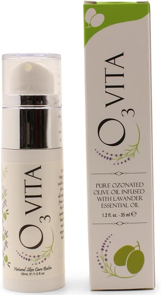Ozonated Oil Blend, 1.2 oz, Extra Virgin Olive Oil and Lavender Essential Oil for Dry or Damged Skin