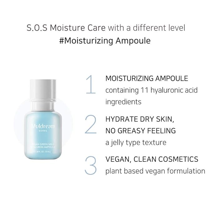 Vegan Green Mild Hyaluron Ampoule 55mL / 1.85 Fl oz - SOS Moisture Care