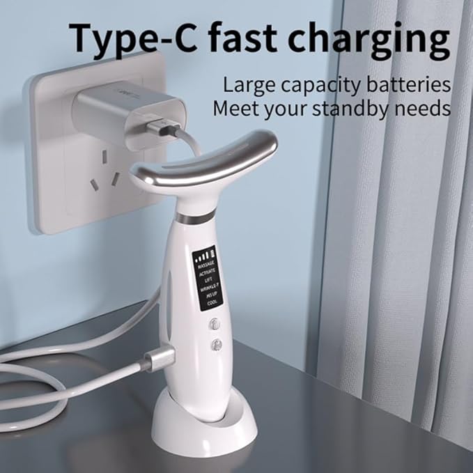 Facial Massager -7 Color Red-Light-Therapy for Face and Neck for Wrinkles, Double Chin, Vibrating Facial Massager with Thermals (Black6)