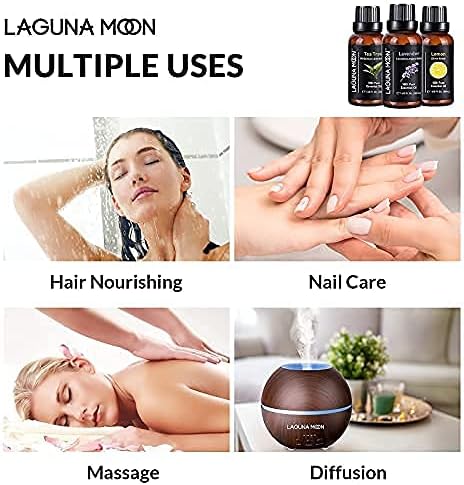 Pure Tea Tree, Lavender, Lemon Essential Oils - Top 3pc Oil Gift Set - for Diffusers, Humidifiers, Massages, Yoga Room, Home, Office - Safe for Skin, Hair, & Nails (90mL Total)