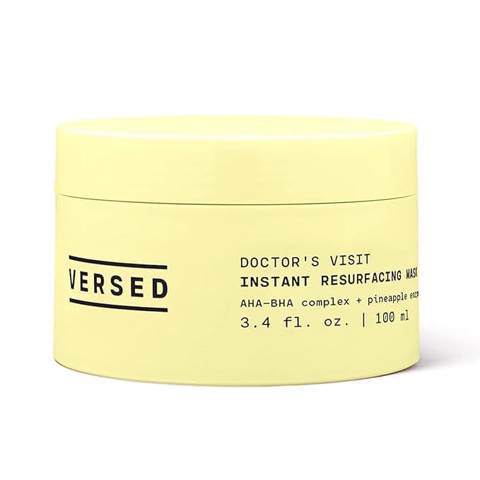 Versed Doctor's Visit Skin Resurfacing Face Mask - Glycolic Acid + Lactic Acid Face Exfoliant for Dark Spots & Skin Texture - AHA BHA Enzyme Mask to Brighten, Smooth Rejuvenate (3.4 fl oz)