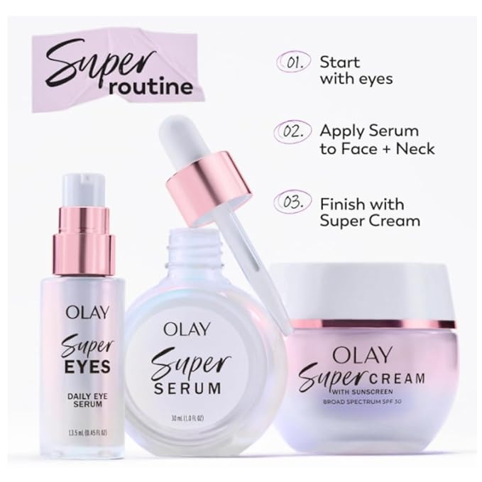 Olay Super Serum - Vitamin C & E, Niacinamide, Collagen Peptide, AHA - Glass Skin Care for Face - Brightening, Hydrating, Firming, Evens Tone, Smooths Fine Lines, Dark Spot Reduction, 1.7 Oz