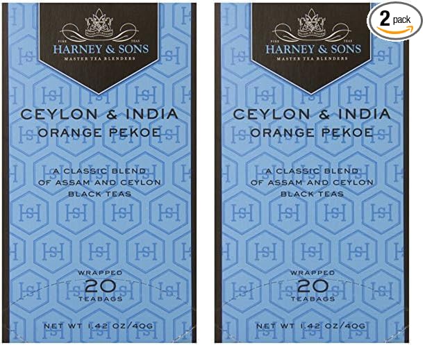 Harney & Sons Black Tea, Orange Pekoe, 20 Tea Bags (Pack of 2)