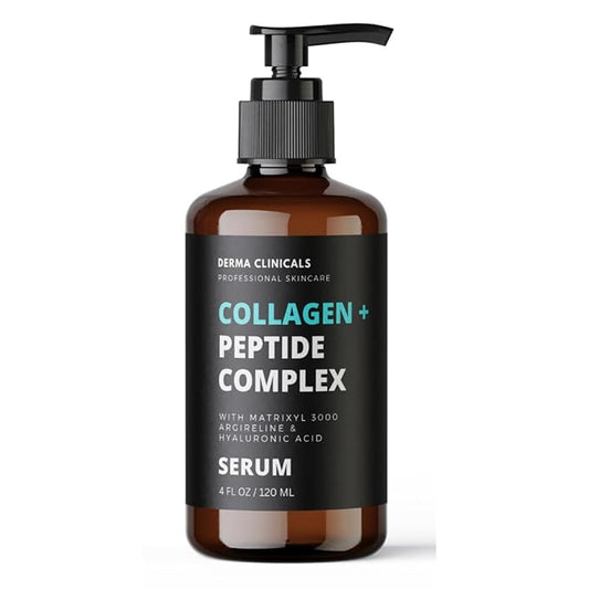 Collagen Peptide Serum with Matrixyl 3000 + Argireline, Hyaluronic Acid Serum, Anti-Aging Collagen Face Serum, Firming and Plumping, Anti-Wrinkle Serum for face - 4oz