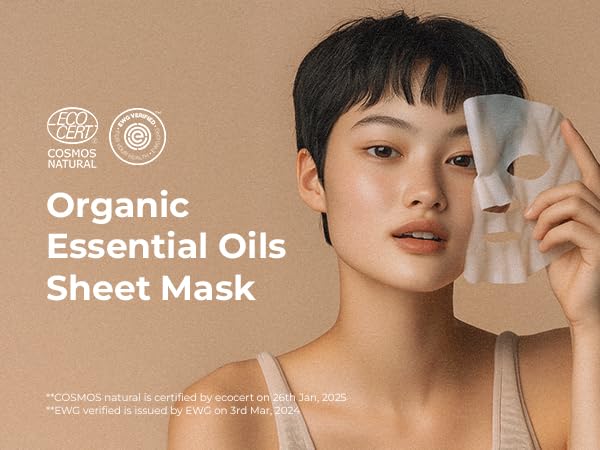 INNA Organic Sheet Mask - Balancing & Oil Control, EWG & COSMOS Certified (Pack of 5) | Lemon Tea Tree Essential Oils Infused Skin Care | Luxury Clean Beauty