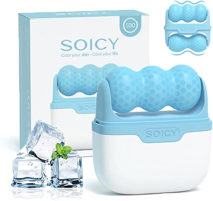 ONLYSKY BEAUTY Blue Ice Face Massager - Cold Massage for Body, Eyes, Face Skin Care - Cooling Roller Tool