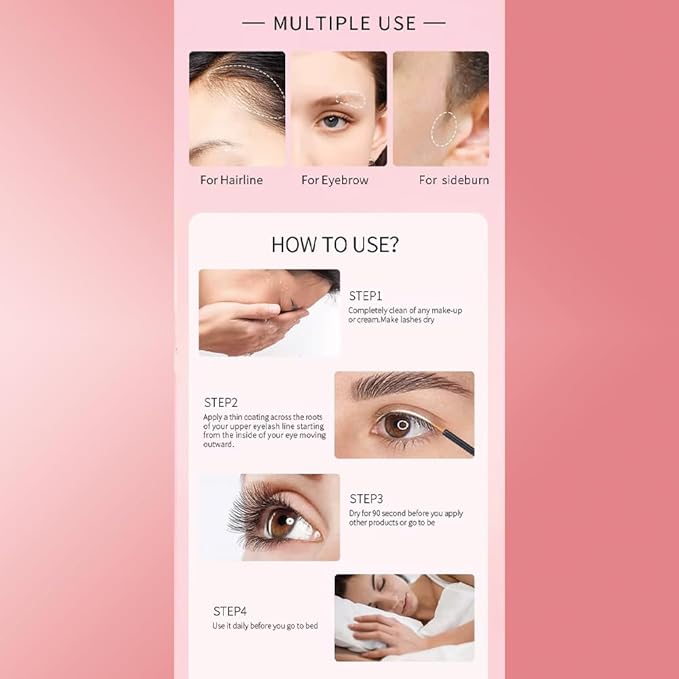 Eyelash Essence Organic Growth Serum for Improved Lashes, Natural Ingredients, Gentle Formula, Clear