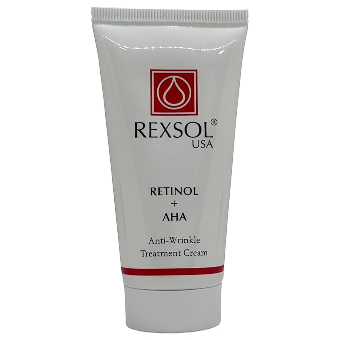 REXSOL Retinol + AHA Anti-wrinkle Treatment Cream | With pure Vitamin A and Vitamin E | Beeswax | Effectively diminishing fine lines & wrinkles, age spots & pigment.(60 ml / 2 fl oz)