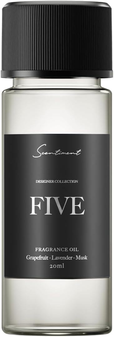 Five Designer Collection Diffuser Oils | Aromatherapy Home Fragrance | Luxurious Scent with Notes of Grapefruit, Lavender, Musk (20 mL)