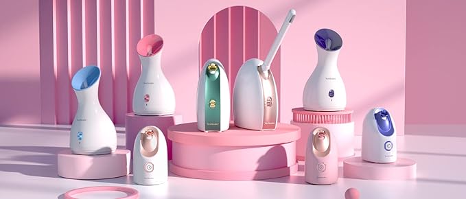 Newbealer Facial Steamer, Mini Aroma Face Steamer, Nano Ionic Hot Mist Face Humidifier for Facial Deep Cleaning, Home Sauna Spa Sprayer with 9 Pieces Acne Remover Kit (Blue, 160 ml)