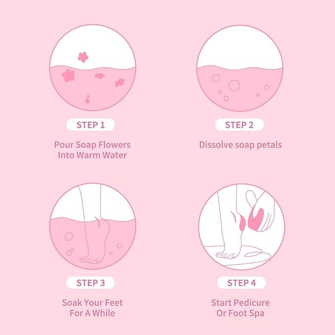 Foot Soak Flower Soap Sheets Pedicure Foot Soaks for Softens Calluses Moisturizing Relaxing Feet Pedi Party, Birthdays, Sleepovers Use (Rose)