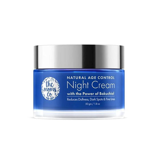 The Moms Co. Natural Age Control Night Cream for Face with Bakuchiol (Natural Retinol) & Niacinamide, Anti-wrinkle Cream for Women, Helps Fight Fine Lines & Aging 1.8oz/50g