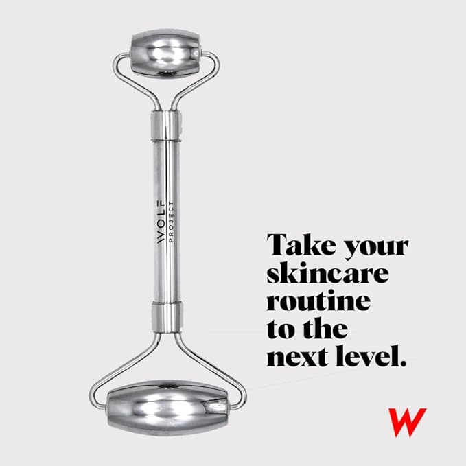 Wolf Project Stainless Steel Face Roller - Helps Reduce Face Puffiness, Massage Face, Neck and Eyes