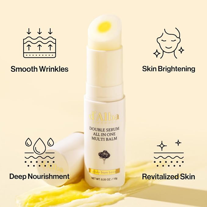 d'alba Piedmont Italian White Truffle Double Serum All-in-one Multi Balm, Vegan Skincare with Vitamin C and Vegan Collagen, 3-in-1 Anti Wrinkle, Eye Treatment, Dark Spot Remover