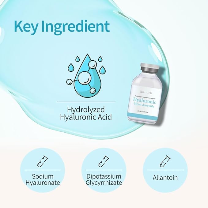Hyaluronic moisturizer ampoule dry skin face neck woman hyaluronic acid hydrating serum Korean Beauty skincare 1.69oz