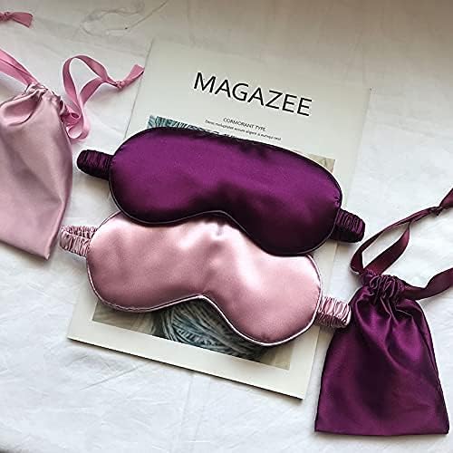 Silk Satin Sleeping Eye Mask, Dark Purple Sleep Eye Mask Night Blindfold for Women and Men, Soft Breathable Blackout Eyeshade Eye Cover for Travel, Wedding Bridesmaid Gift