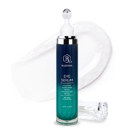 Eye Bags Treatment for Men: Men’s Under Eye Cream and Roller for Puffiness and Dark Circles – 5% Caffeine Depuffer