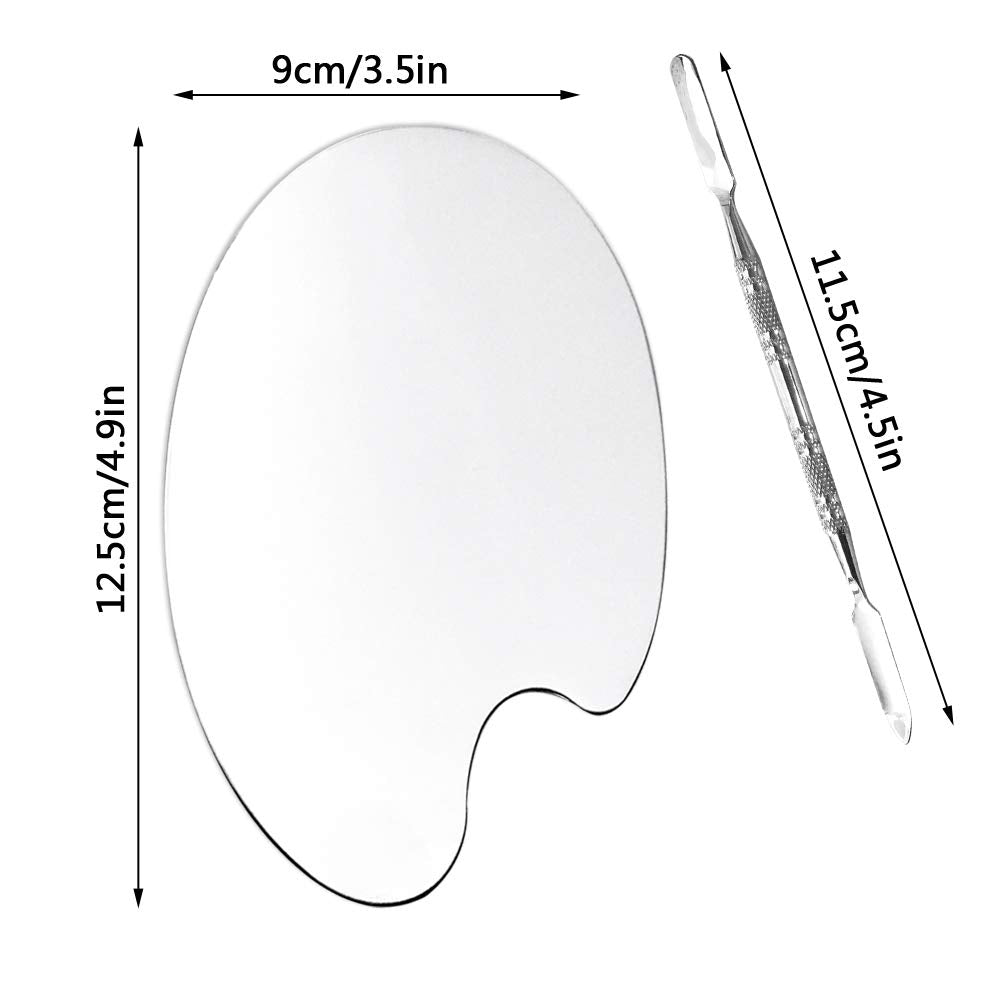 2 Pack Professional Makeup Palette, 2 Types Pro Lady Stainless Steel Cosmetic Artist Spatula with Spatula Tool for Mixing Foundation