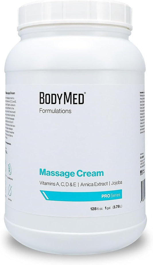 BodyMed Formulations Massage Cream, 1 gal. – Fragrance-Free, All-Natural Lotion for Massage Therapy – Leaping Bunny Certified – with Arnica Extract & Jojoba – Non-Staining, & Paraben Free