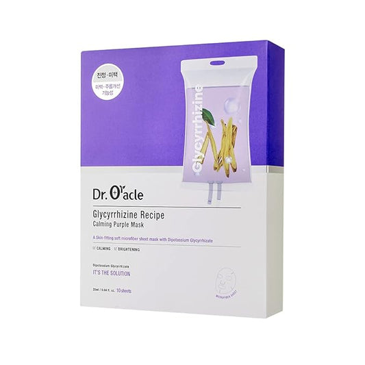 DR.ORACLE Glycyrrhizine Recipe Calming Purple Mask, Calming, Special K-Beauty Face Care, 250ml (8.4 fl. oz), 1 box -10 sheets