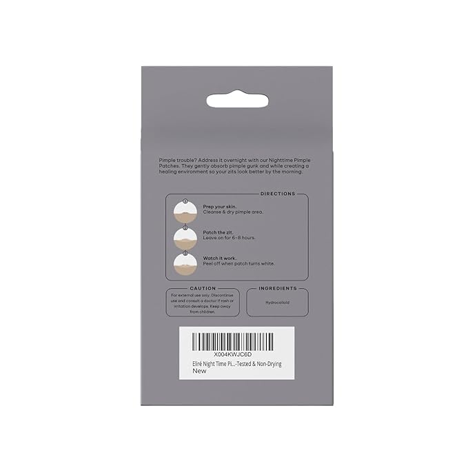 Eliré Night Time Pimple Patch – Extra Strength Hydrocolloid Stickers for Overnight Pimple Healing – Absorbs Pus & Protects Skin – Dermatologist-Tested & Non-Drying