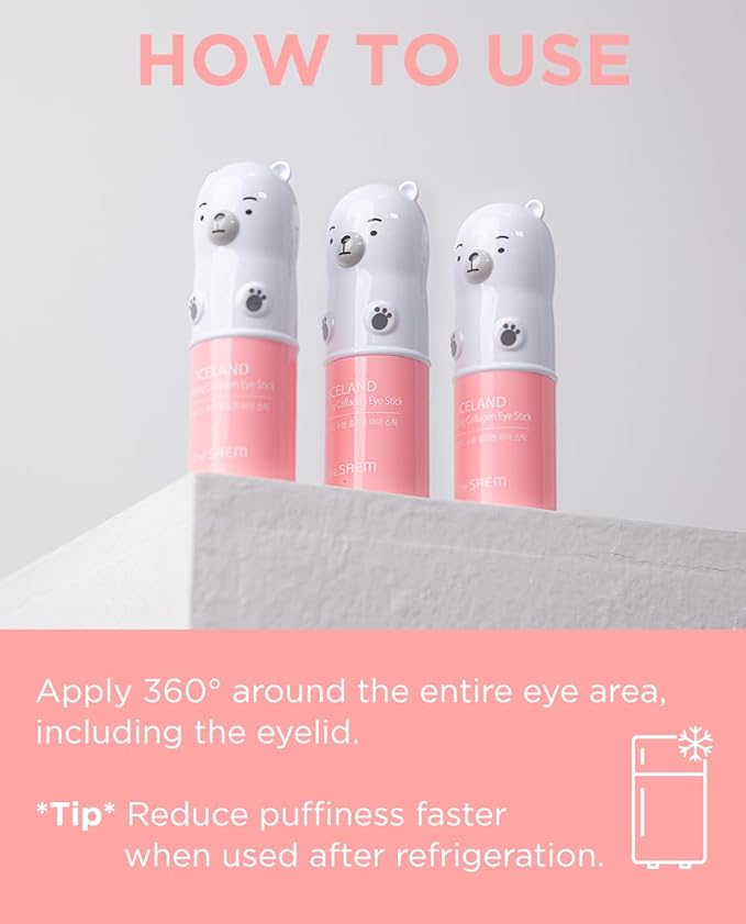 THESAEM Iceland Hydrating & Collagen Eye Stick 2 Pack - Cooling & Anti-Wrinkle Balm for Dark Circles and Puffiness – Under Eye Treatment - Reduce Wrinkles and Moisturizing - Duo Set