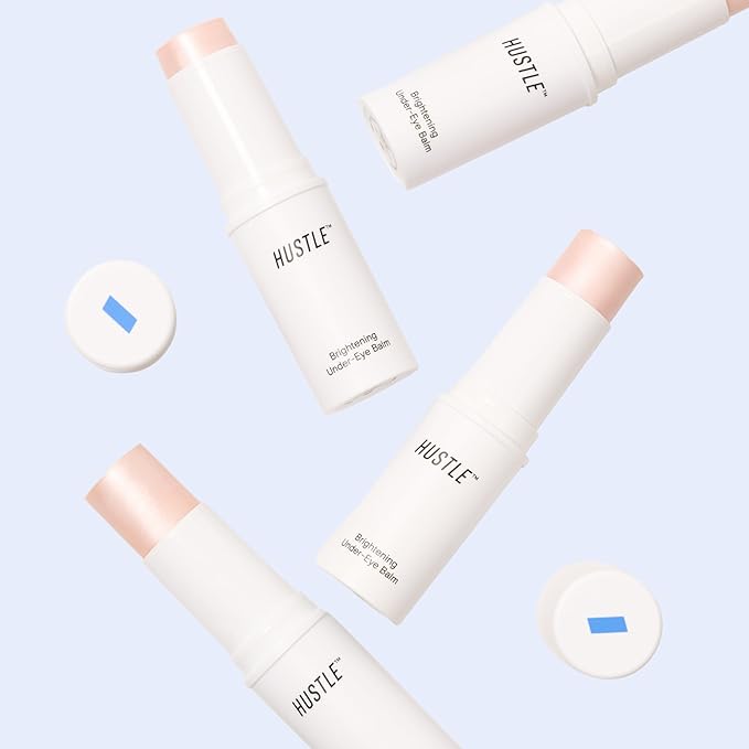 Hustle Beauty Brightening Under-Eye Balm – Instant Cooling, Caffeine-Infused, Hydrating Eye Balm for Puffiness, Dark Circles, and a Refreshed Glow, For All Skin Types