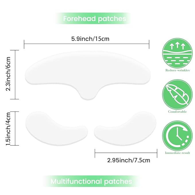 evpct 10Pcs Reusable Silicone Face Tape Wrinkle Patches for Forehead Under Eye and Smile Fine Lines, Face Tape for Castor Oil Facial Tape Smoothing Forehead Wrinkle Patches for Face Wrinkles Overnight