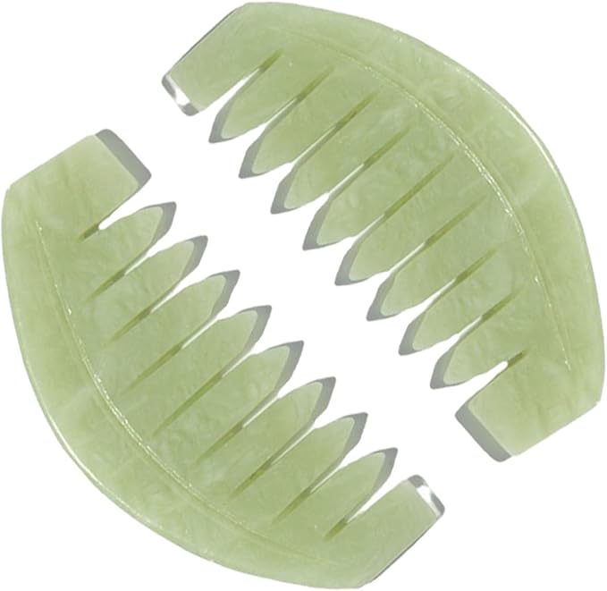 BoAn Natural Jade Head Massager, 2 Pcs Multi-Functional Massager for Head Caring and Acupoint Treatment, Guasha Scraping Scalp Comb