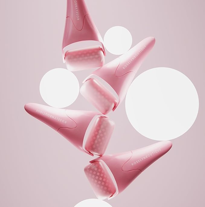 ROSELYNBOUTIQUE Ice Roller for Face Wrinkles Fine Lines Puffiness Stick Massager Facial Skin Care Tools Self Care Gifts for Men Women (Pink)