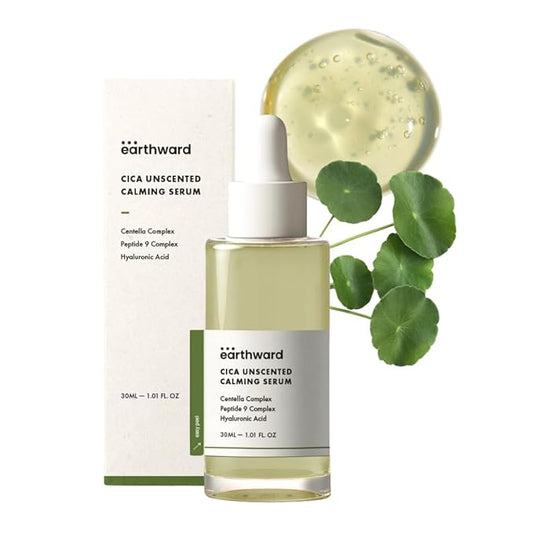 EARTHWRD Cica Unscented Calming Serum | Soothing & Hydrating | Centela Asiatica Leaf | Peptide 9 | Hyaluronic Acid | K-Beauty | 1.01 fl Oz